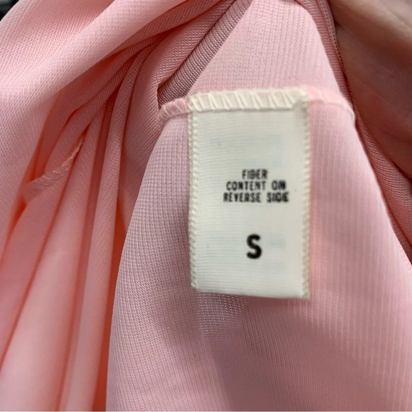 Vintage Nylon Long Nightgown Small  Pink  Lace High Neck Ruffle Sleeve Modest - Picture 10 of 12